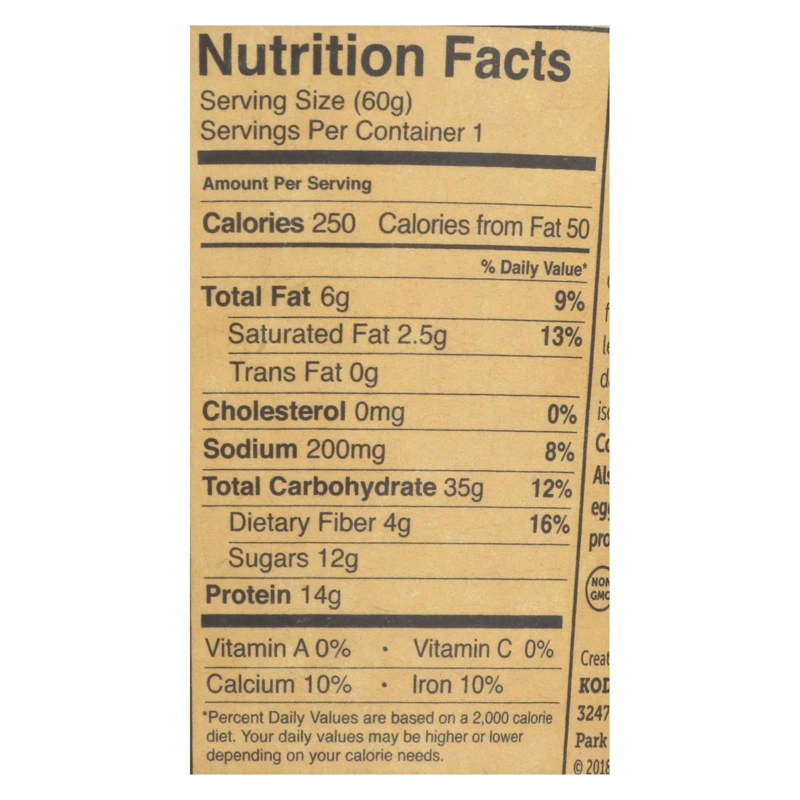 Kodiak Cakes Peanut Butter Chocolate Chip Oatmeal - Case Of 12 - 2.12 Oz - Maras Green