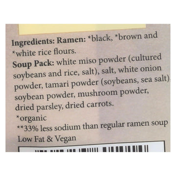 Lotus Foods Ramen - Organic - Forbidden Rice - With Miso Soup - 2.8 Oz - Case Of 10 - Maras Green