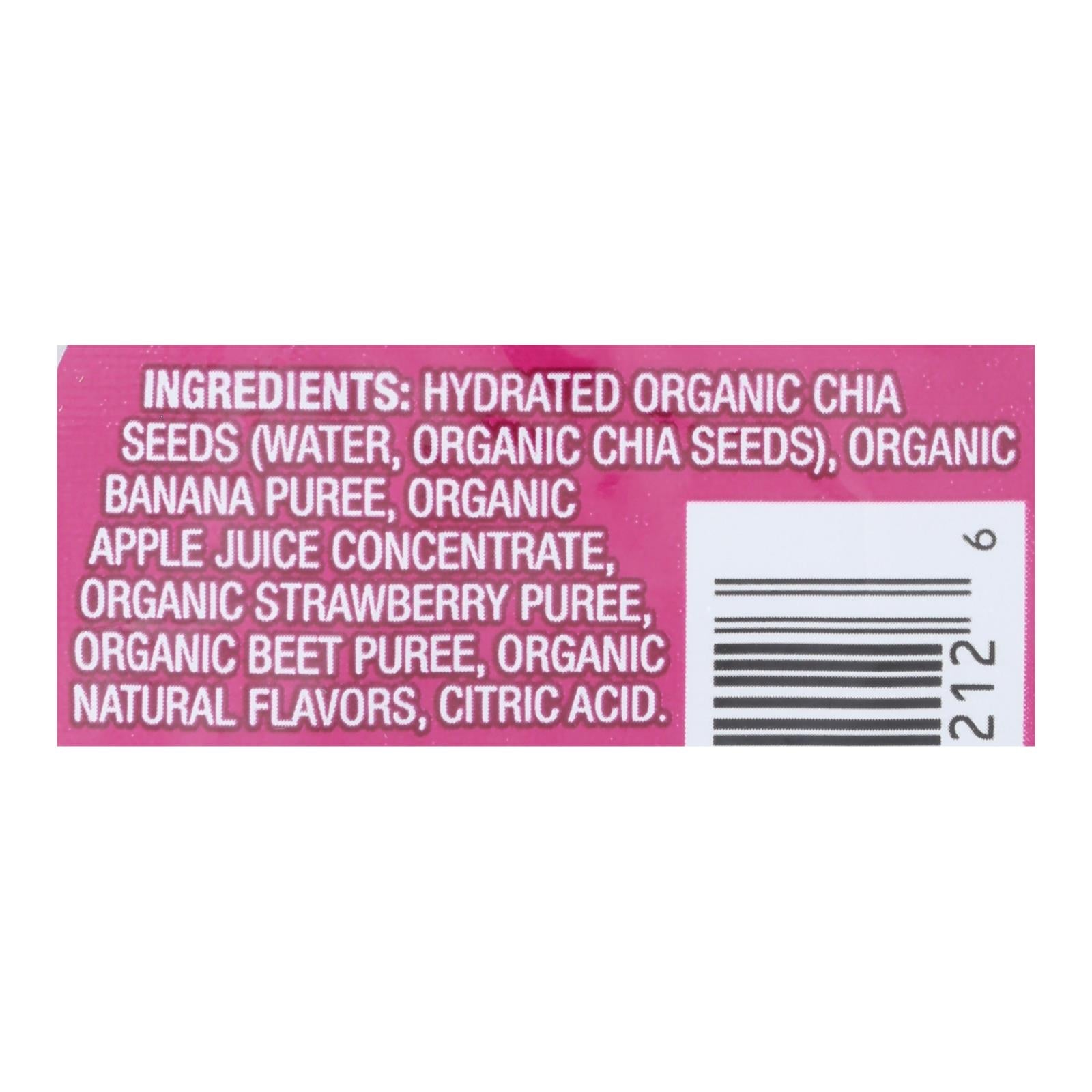 Mamma Chia Squeeze Vitality Snack - Strawberry Banana - Case Of 16 - 3.5 Oz. - Maras Green