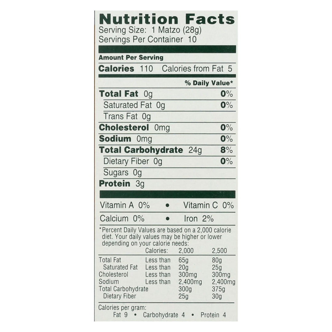 Manischewitz - Matzos Crackers - Unsalted - Case Of 12 - 10 Oz. - Maras Green