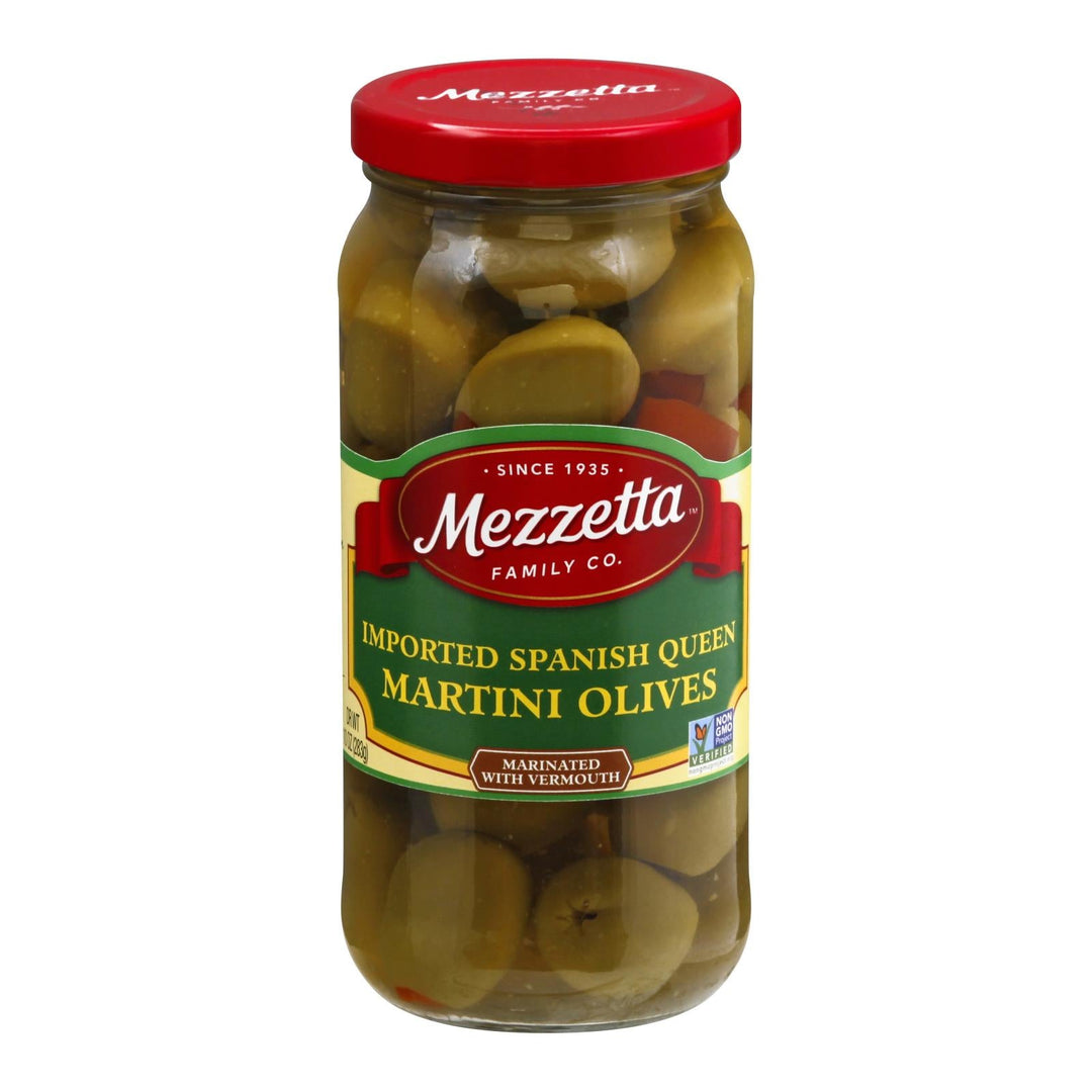 Mezzetta Imported Spanish Queen Martini Olives In Dry Vermouth - Case Of 6 - 10 Oz. - Maras Green