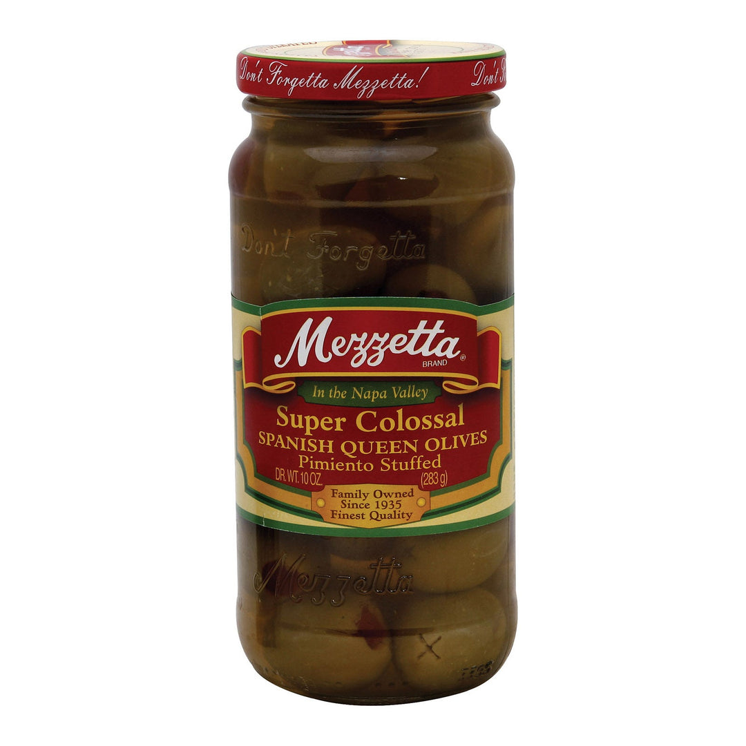 Mezzetta Super Colossal Pimiento Stuffed Spanish Queen Olives - Case Of 6 - 10 Oz. - Maras Green