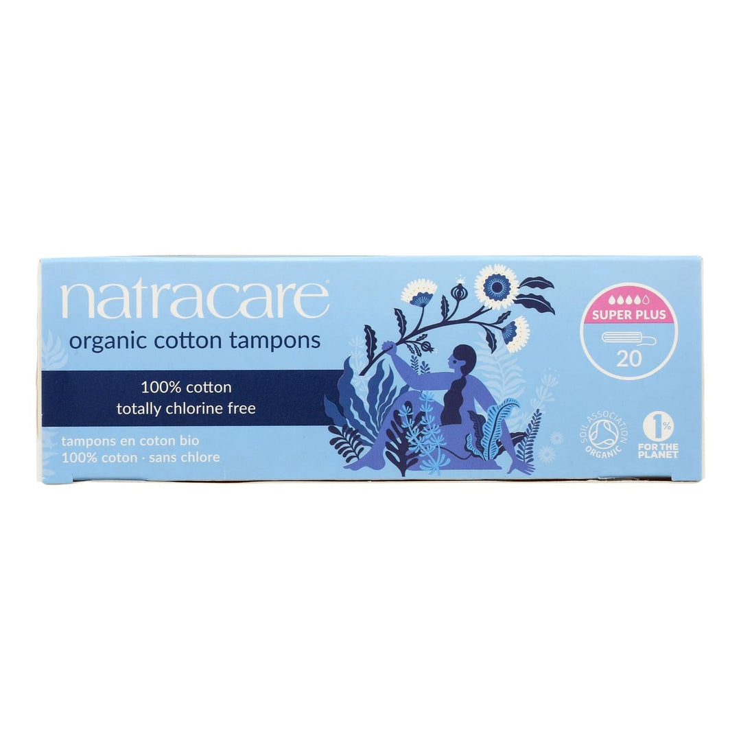 Natracare 100% Organic Cotton Tampons - Super Plus - 20 Pack - Maras Green