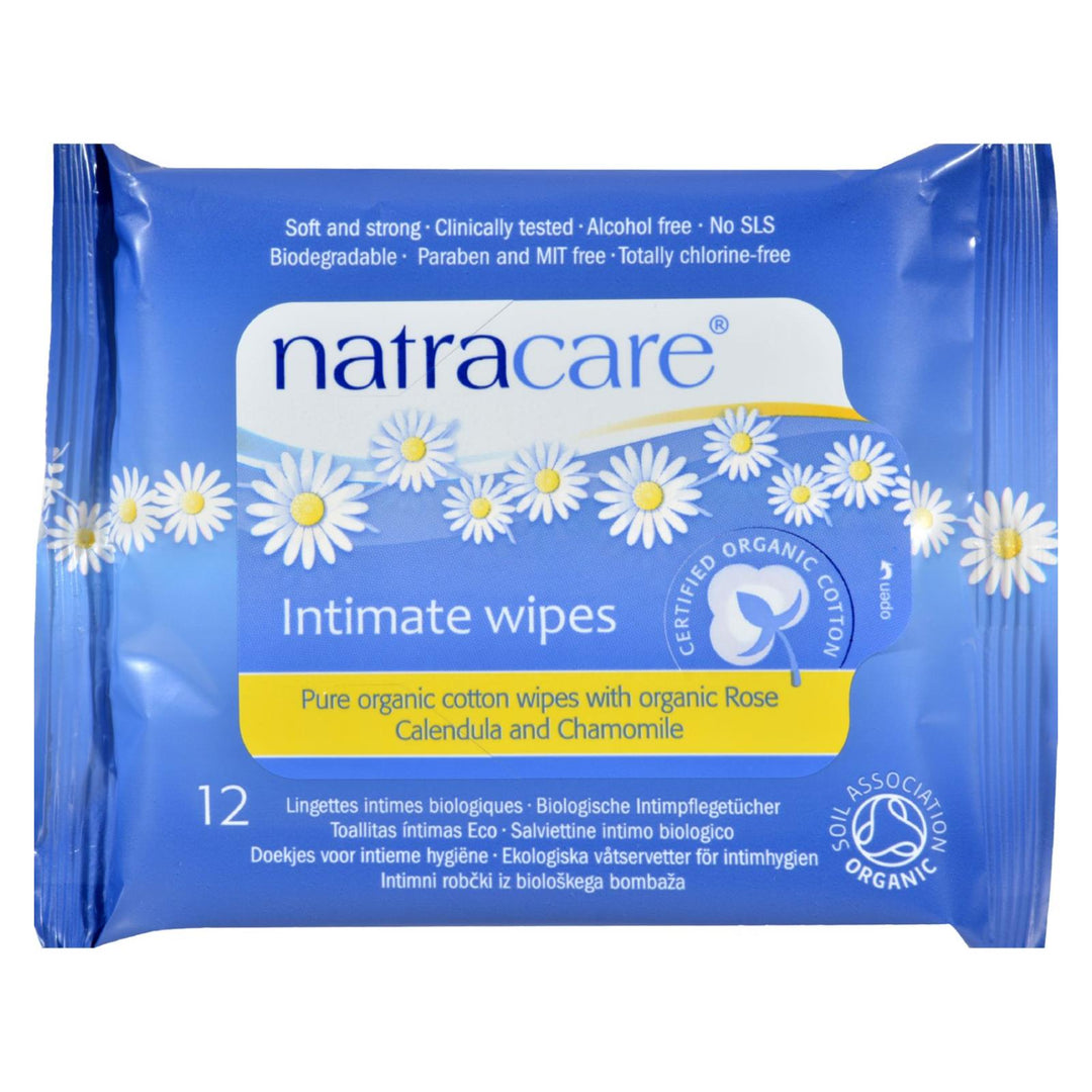 Natracare Organic Cotton Intimate Wipes - 12 Wipes - Case Of 12 - Maras Green