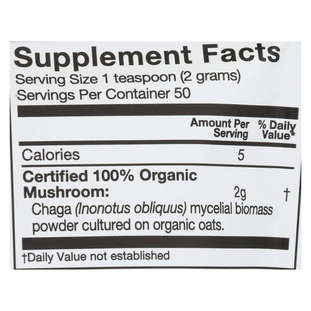 Om - Chaga Organic Powder 100grm - 1 Each - 3.5 Oz - Maras Green