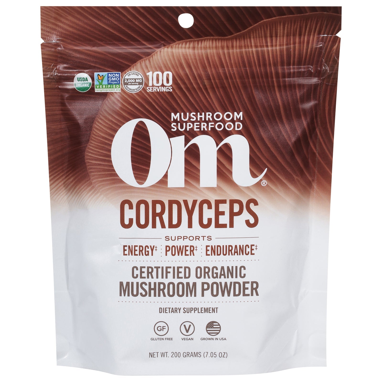 Om - Cordyceps Organic Powder 200grm - 1 Each - 7.05 Oz - Maras Green