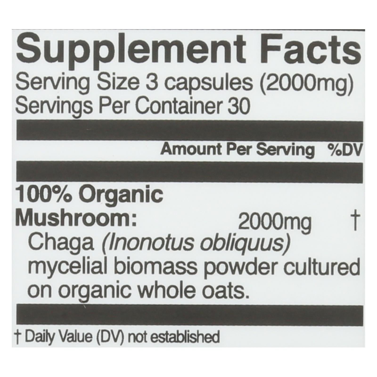 Organic Mushroom Nutrition - Mush Sprfd Chaga - 1 Each - 90 Ct - Maras Green