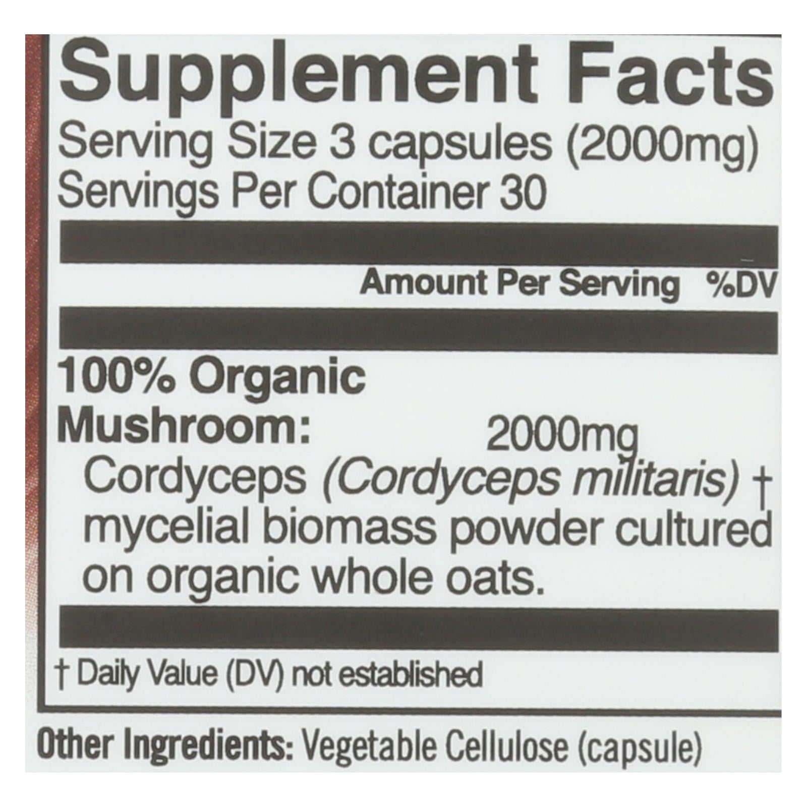 Organic Mushroom Nutrition - Mush Sprfd Crdycpts Caps - 1 Each - 90 Ct - Maras Green