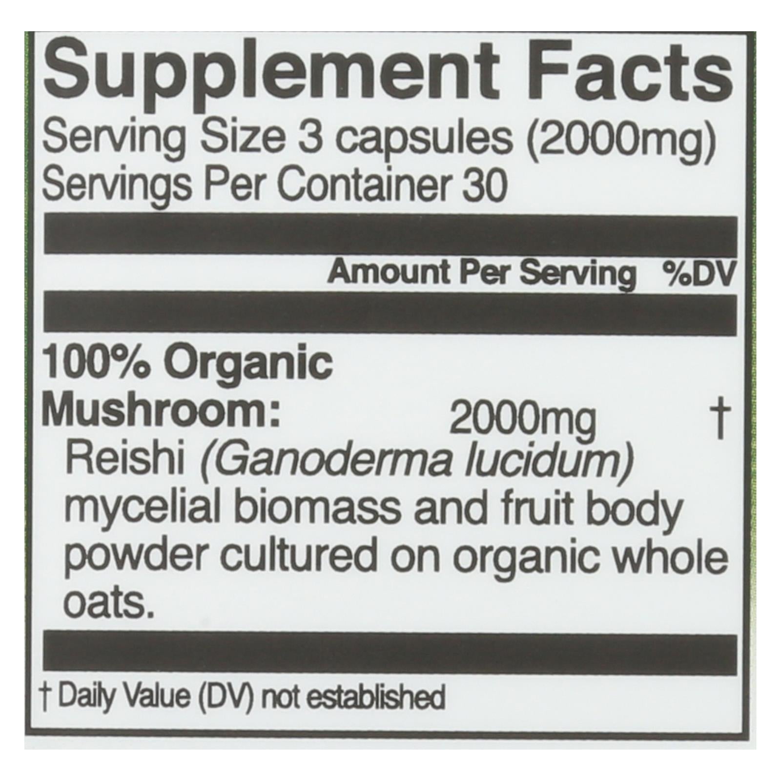Organic Mushroom Nutrition - Mush Sprfd Reishi Cap - 1 Each - 90 Ct - Maras Green