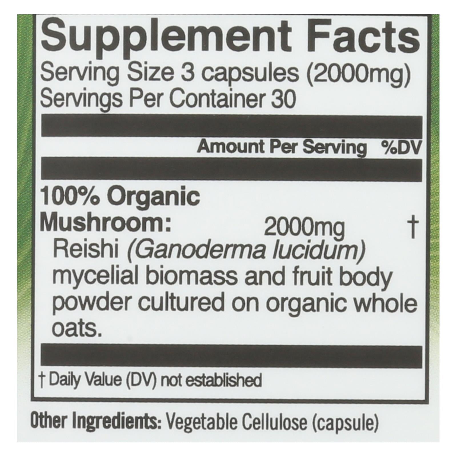 Organic Mushroom Nutrition - Mush Sprfd Reishi Cap - 1 Each - 90 Ct - Maras Green