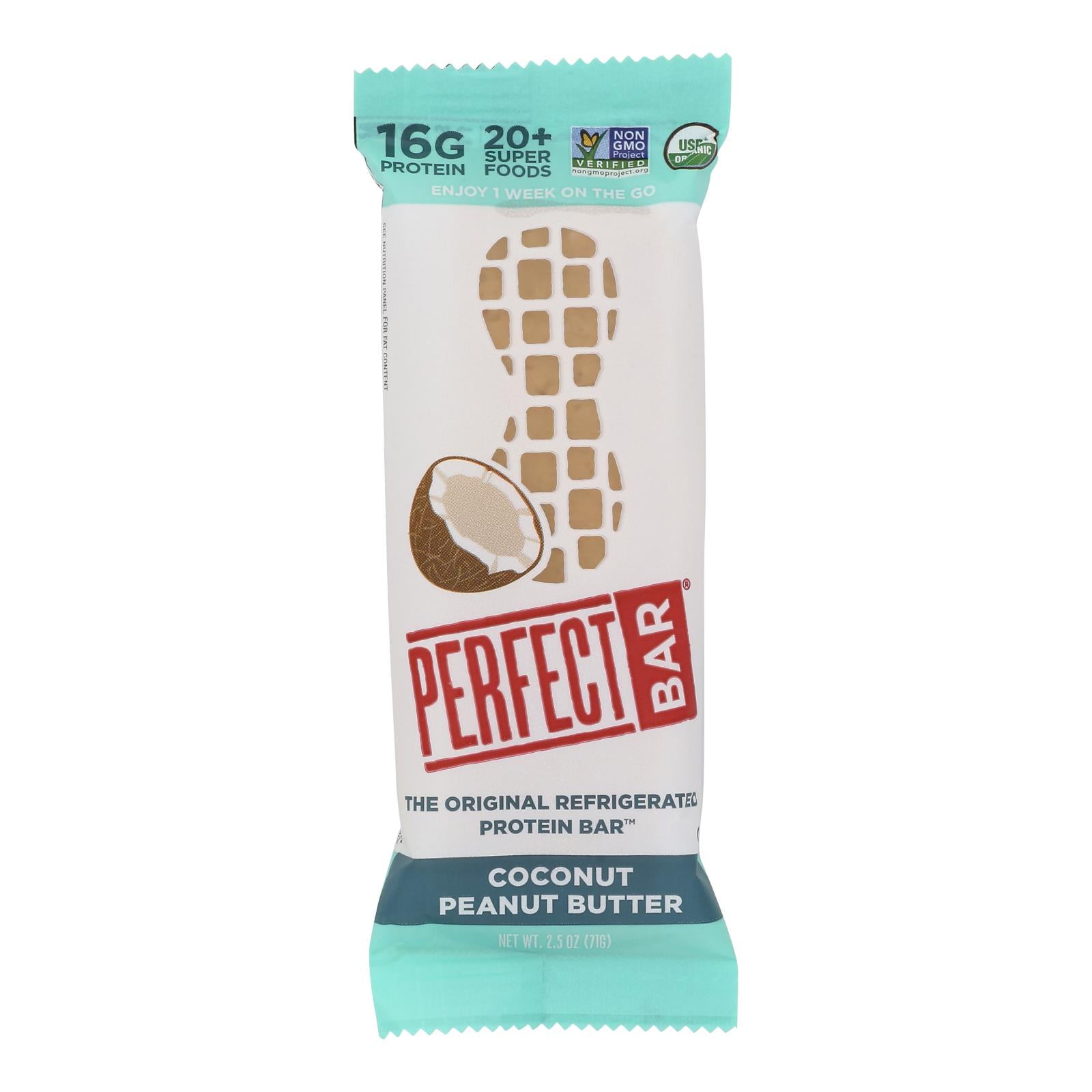 Perfect Bar Coconut Peanut Butter Bar - Case Of 8 - 2.5 Oz - Maras Green