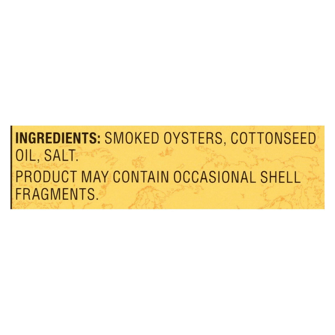 Reese Oysters - Smoked - Large - 3.7 Oz - Case Of 10 - Maras Green