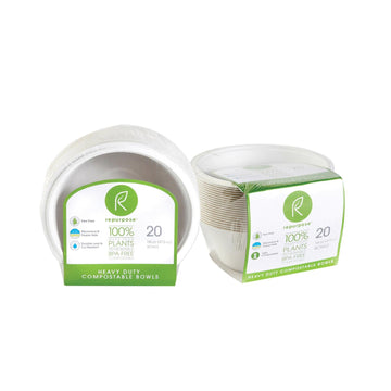 Repurpose Plant Based Bagasse Bowls - Case Of 12 - 20 Count - Maras Green