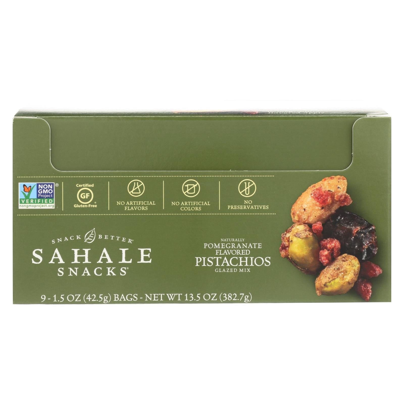 Sahale Glazed Mix With Pomegranate Flavored Pistachios - Case Of 9 - 1.5 Oz - Maras Green