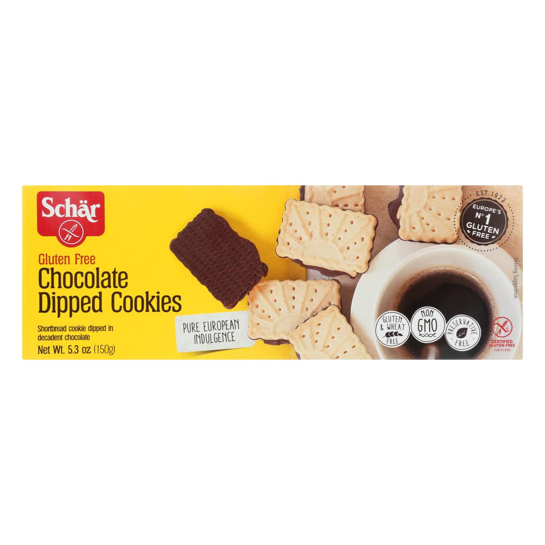 Schar Chocolate Dipped Cookies Gluten Free - Case Of 12 - 5.3 Oz. - Maras Green
