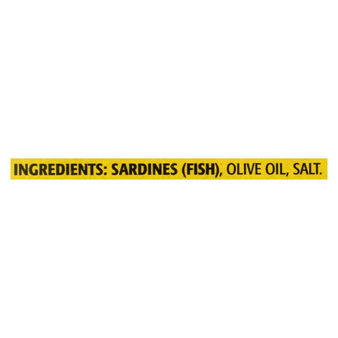 Season Brand Sardines In Pure Olive Oil - Salt Added - Case Of 12 - 4.375 Oz. - Maras Green