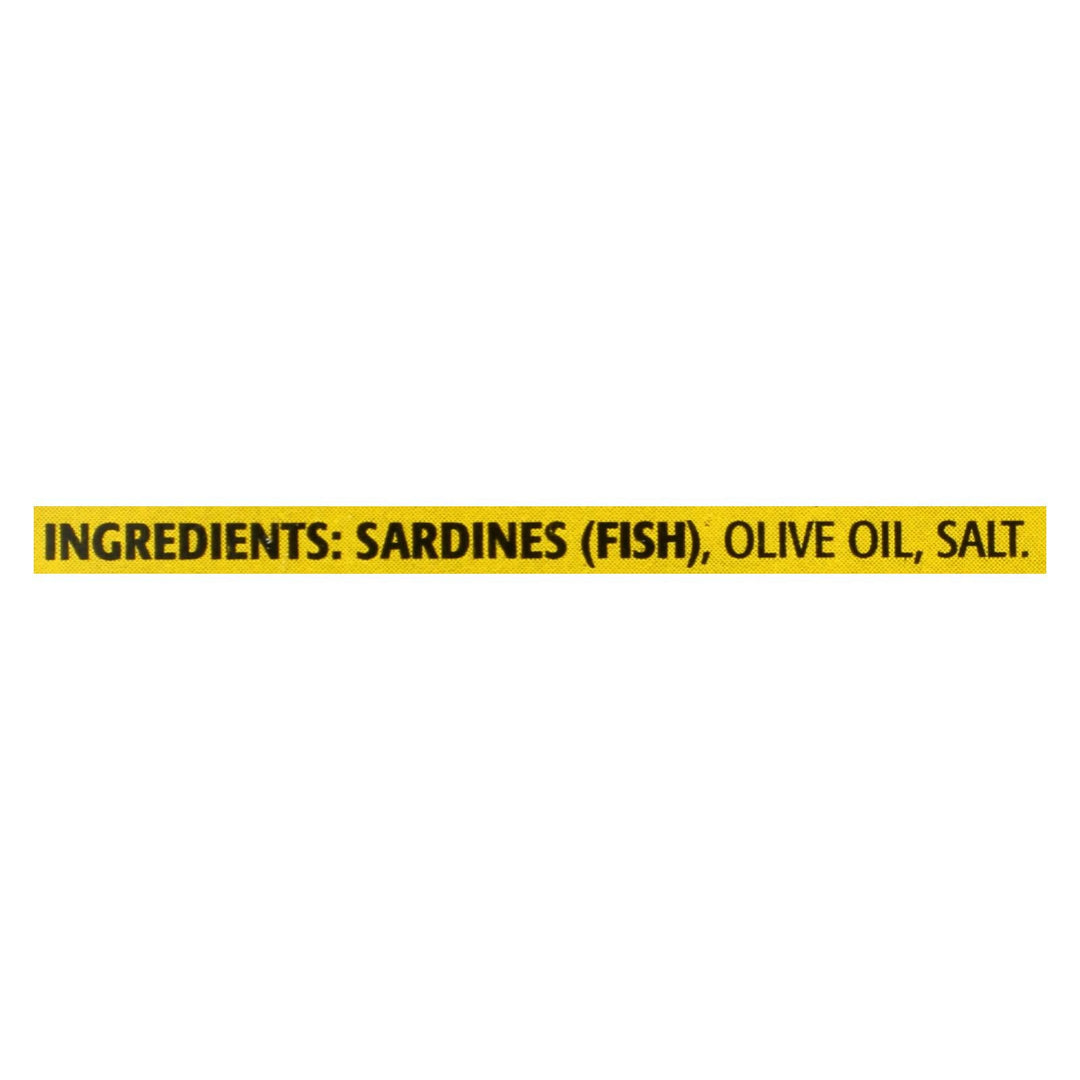 Season Brand Sardines In Pure Olive Oil - Salt Added - Case Of 12 - 4.375 Oz. - Maras Green