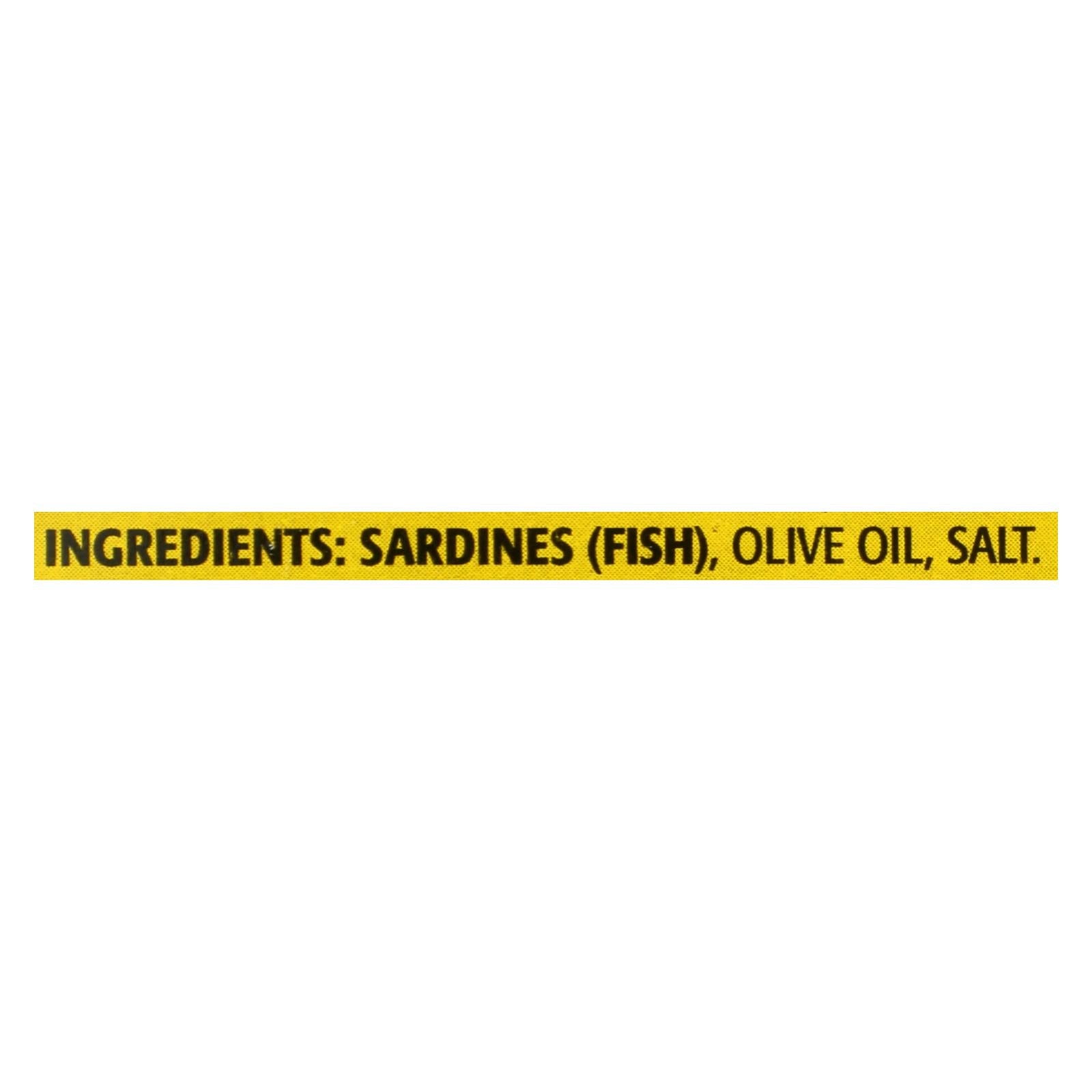 Season Brand Sardines In Pure Olive Oil - Salt Added - Case Of 12 - 4.375 Oz. - Maras Green