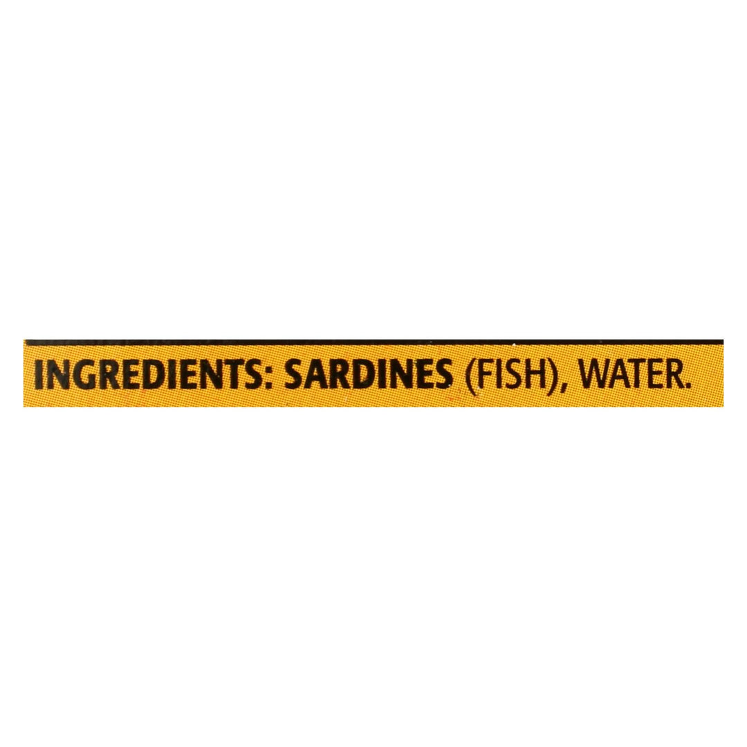 Season Brand Sardines In Water - No Salt Added - Case Of 12 - 4.375 Oz. - Maras Green