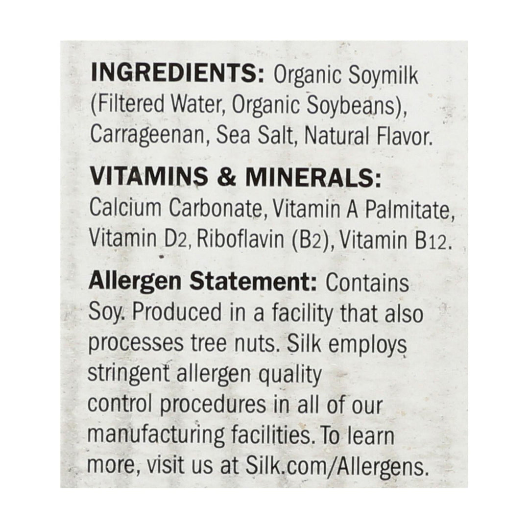 Silk Organic Soymilk - Unsweetened - Case Of 6 - 32 Fl Oz. - Maras Green