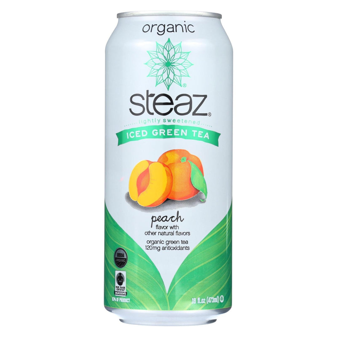 Steaz Lightly Sweetened Green Tea - Peach - Case Of 12 - 16 Fl Oz. - Maras Green