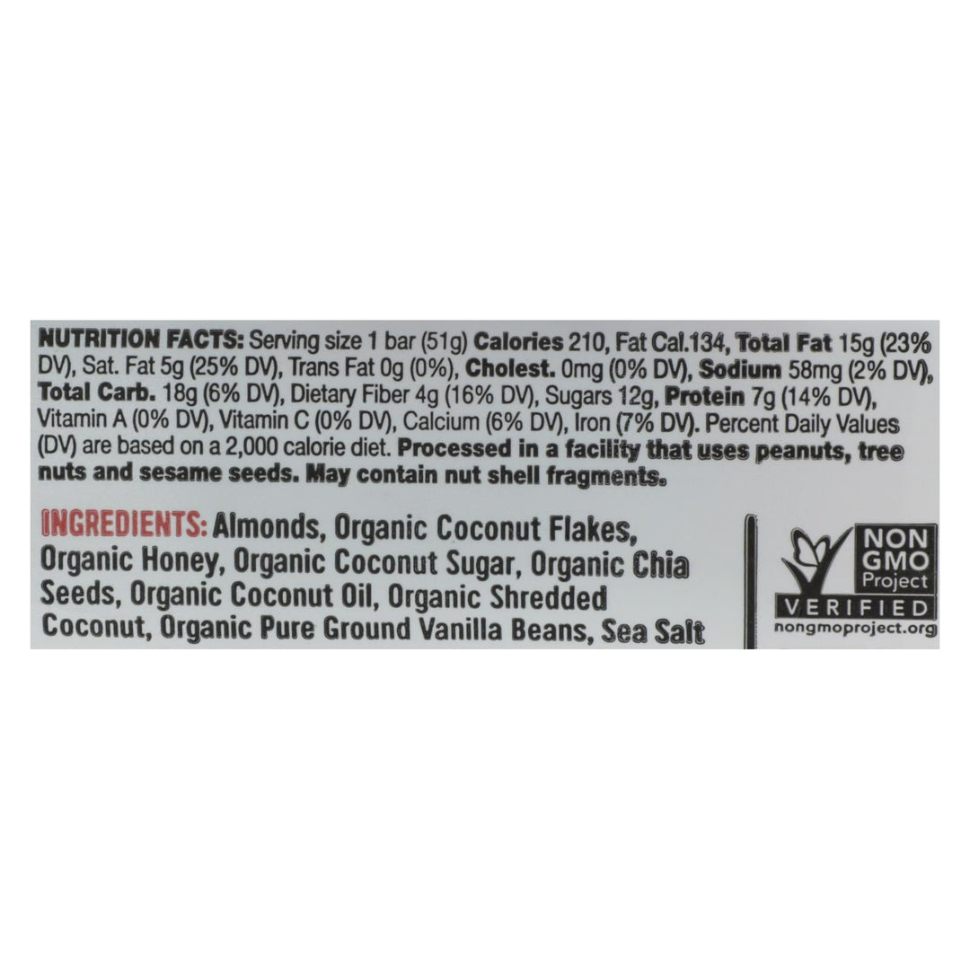 Taos Bakes - Bar Tsted Cocont Vanilla Bean - Case Of 12 - 1.8 Oz - Maras Green