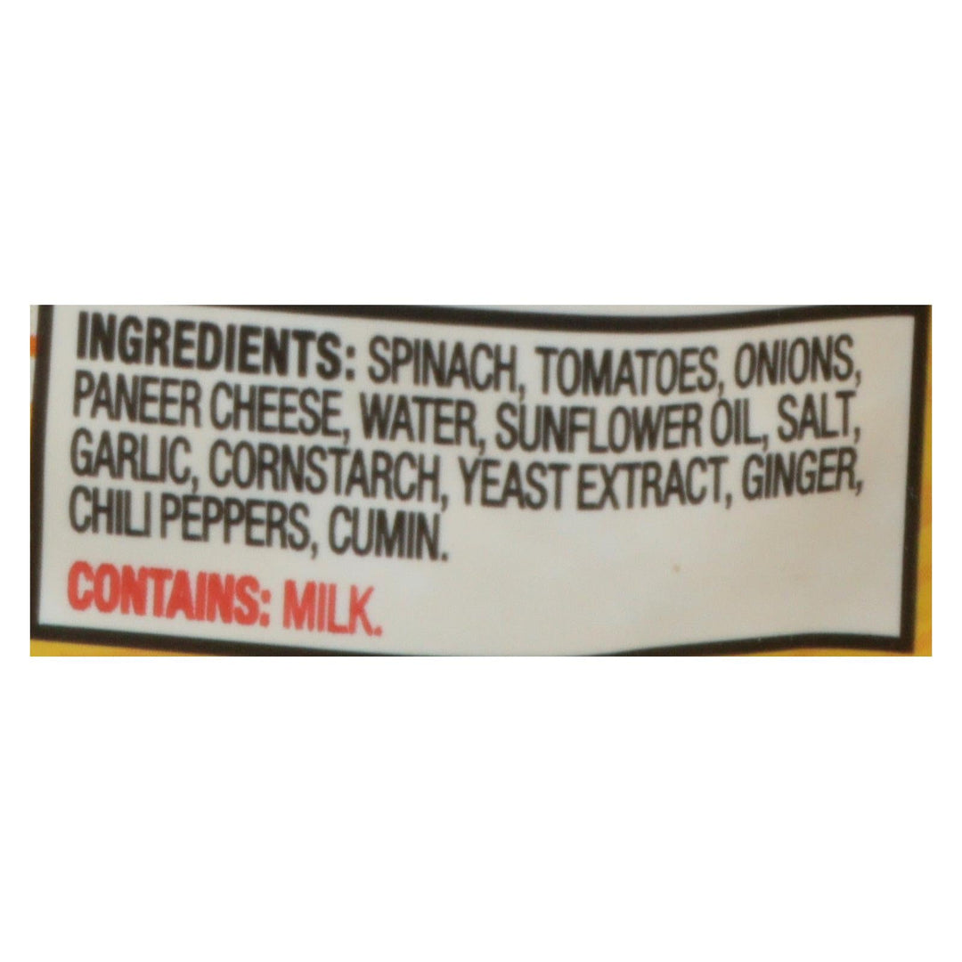 Tasty Bite Entrees - Indian Cuisine - Kashmir Spinach - 10 Oz - Case Of 6 - Maras Green