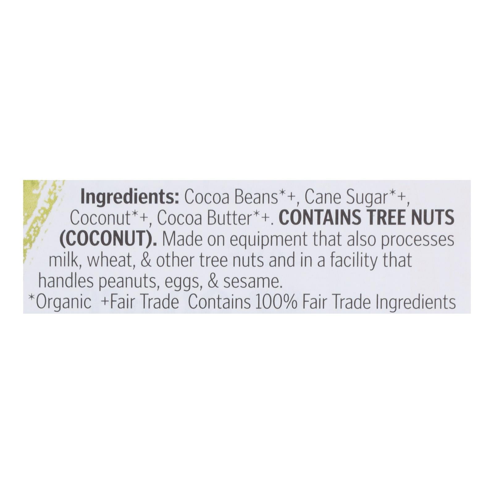 Theo Chocolate Organic Chocolate Bar - Classic - Dark Chocolate - 70 Percent Cacao - Coconut - 3 Oz Bars - Case Of 12 - Maras Green