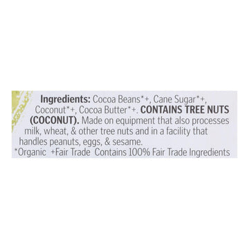 Theo Chocolate Organic Chocolate Bar - Classic - Dark Chocolate - 70 Percent Cacao - Coconut - 3 Oz Bars - Case Of 12 - Maras Green