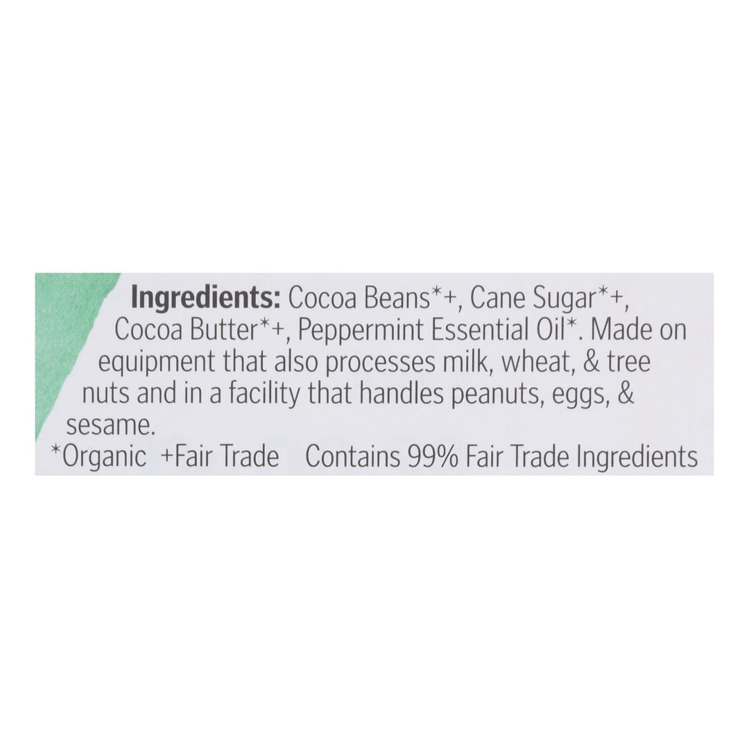 Theo Chocolate Organic Chocolate Bar - Classic - Dark Chocolate - 70 Percent Cacao - Mint - 3 Oz Bars - Case Of 12 - Maras Green