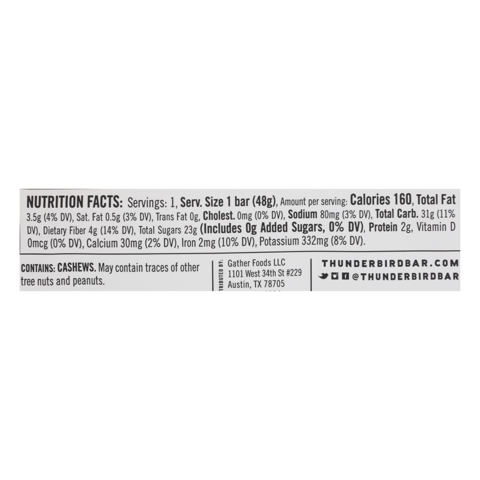 Thunderbird - Bar Cashew Fig Carrot - Case Of 12 - 1.7 Oz - Maras Green