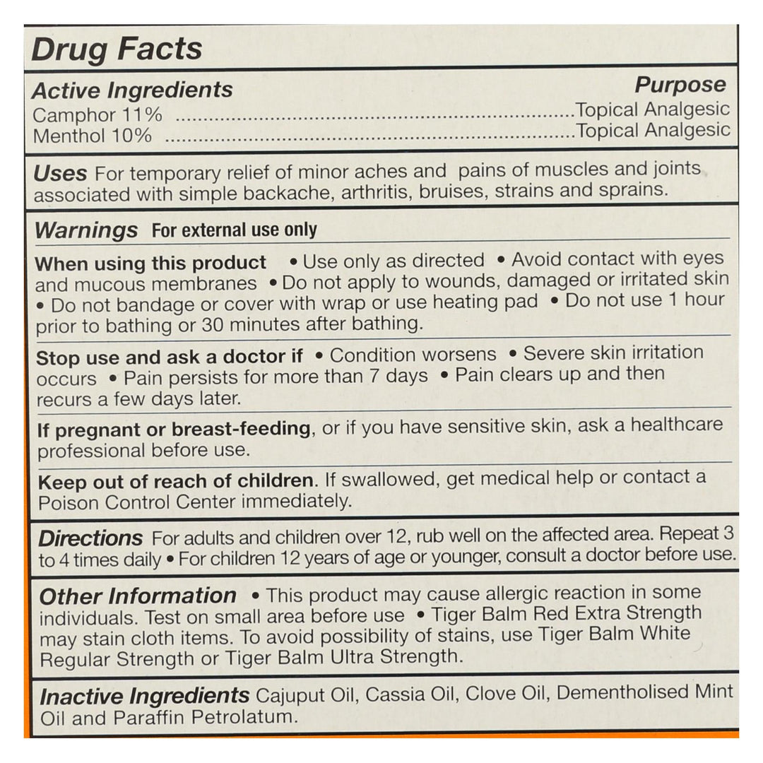 Tiger Balm Extra Strength Pain Relieving Ointment - 0.63 Oz - Case Of 6 - Maras Green