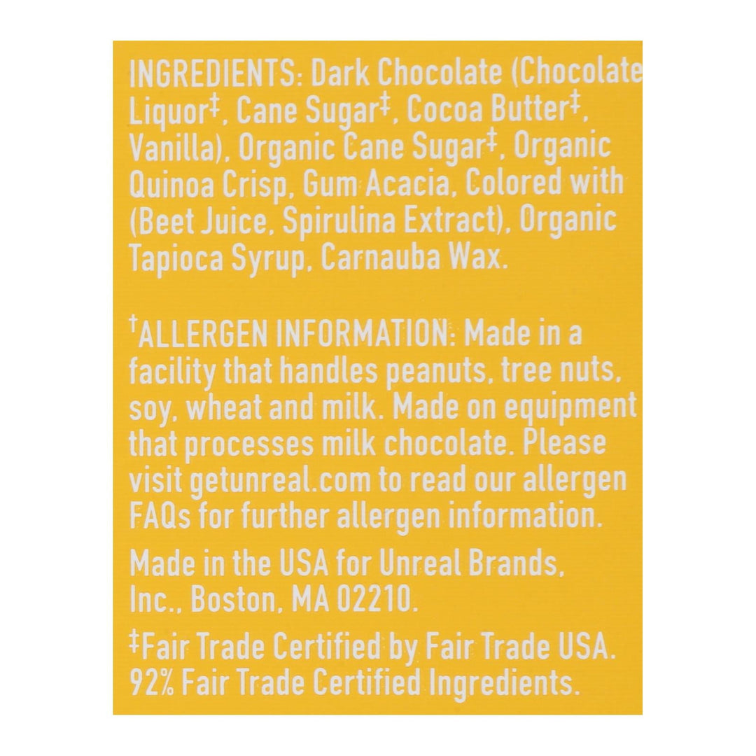 Unreal - Crispy Quinoa Chocolate Gems - Dark Chocolate - Case Of 6 - 5 Oz. - Maras Green