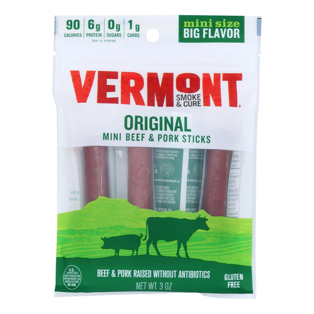 Vermont Smoke And Cure Beef & Pork Stick - Cracked Pepper - Case Of 8 - 6/.5 Oz - Maras Green