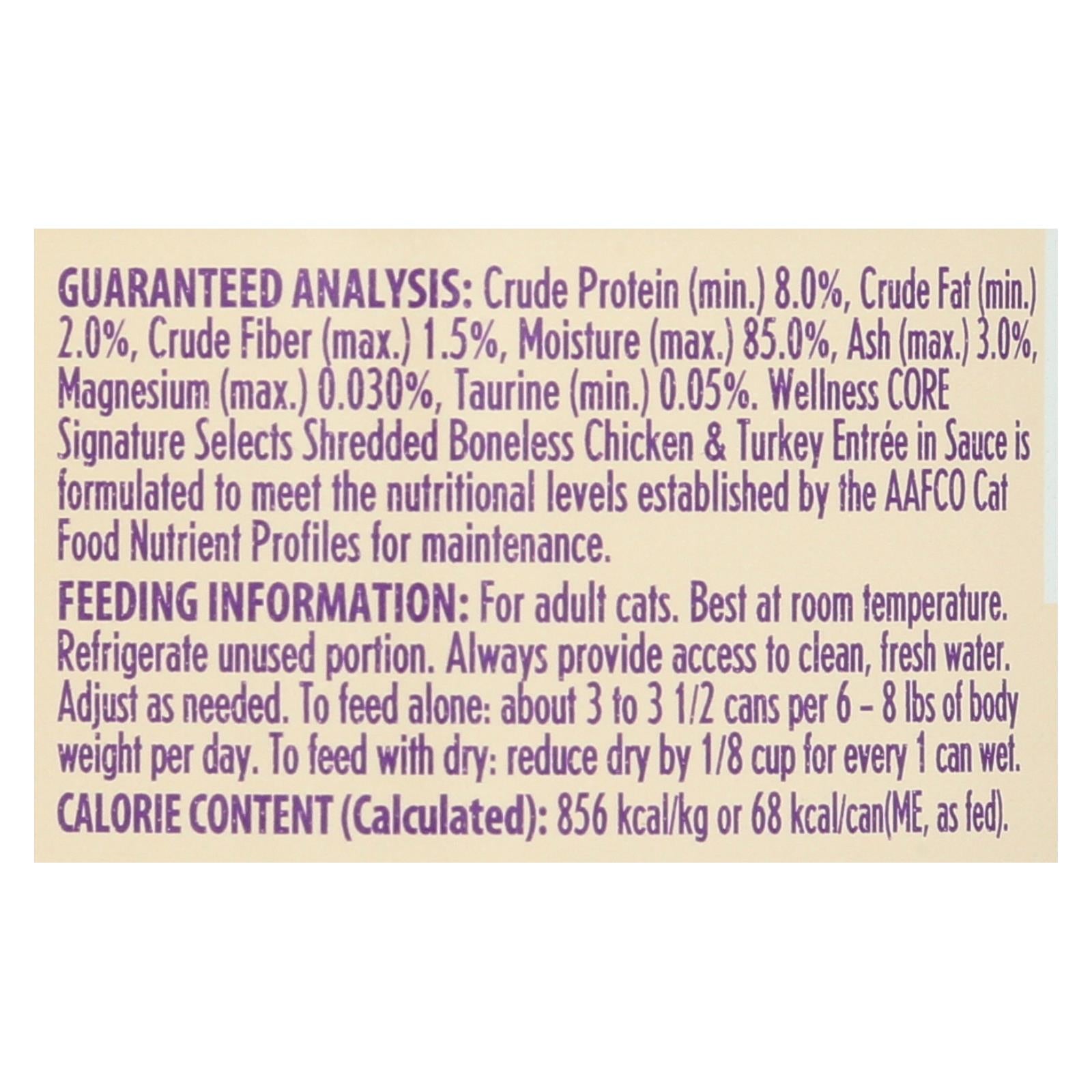 Wellness Pet Products Cat - Can - Turkey - Chicken - Signature Selects - Case Of 12 - 2.8 Oz - Maras Green