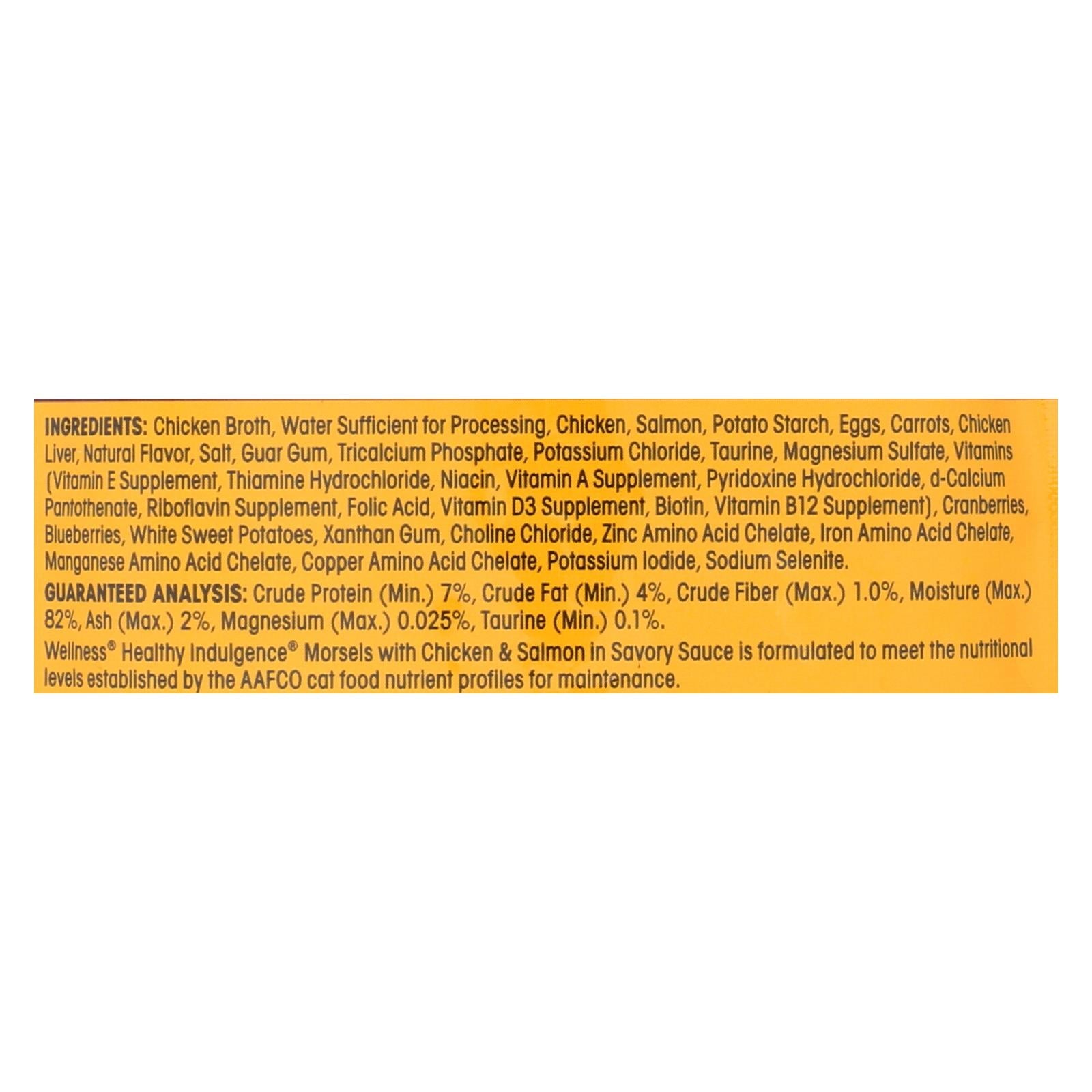 Wellness Pet Products Cat Food - Morsels With Chicken And Salmon In Savory Sauce - Case Of 24 - 3 Oz. - Maras Green