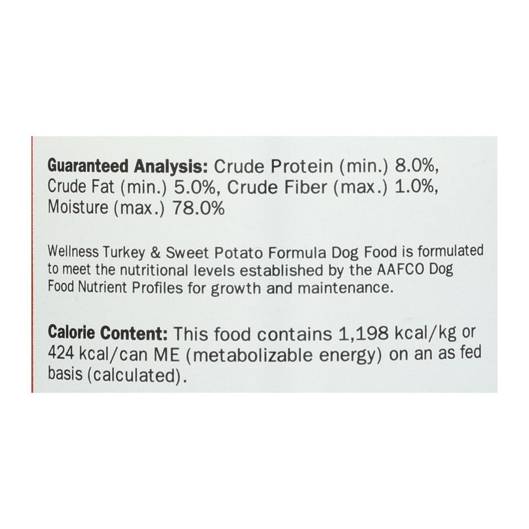 Wellness Pet Products Dog Food - Turkey And Sweet Potato Recipe - Case Of 12 - 12.5 Oz. - Maras Green