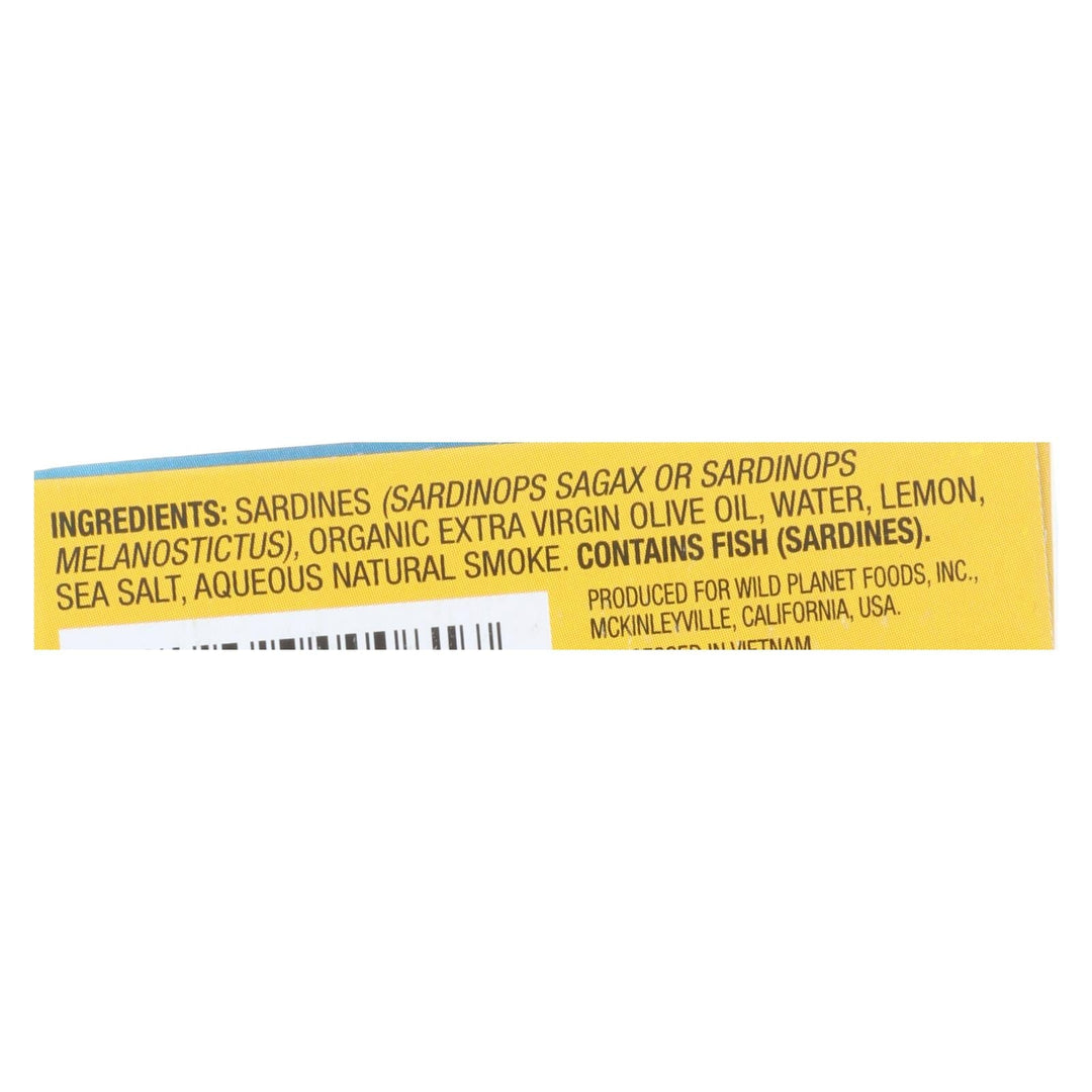 Wild Planet Sardines In Oil - Lemon - Case Of 12 - 4.375 Oz. - Maras Green