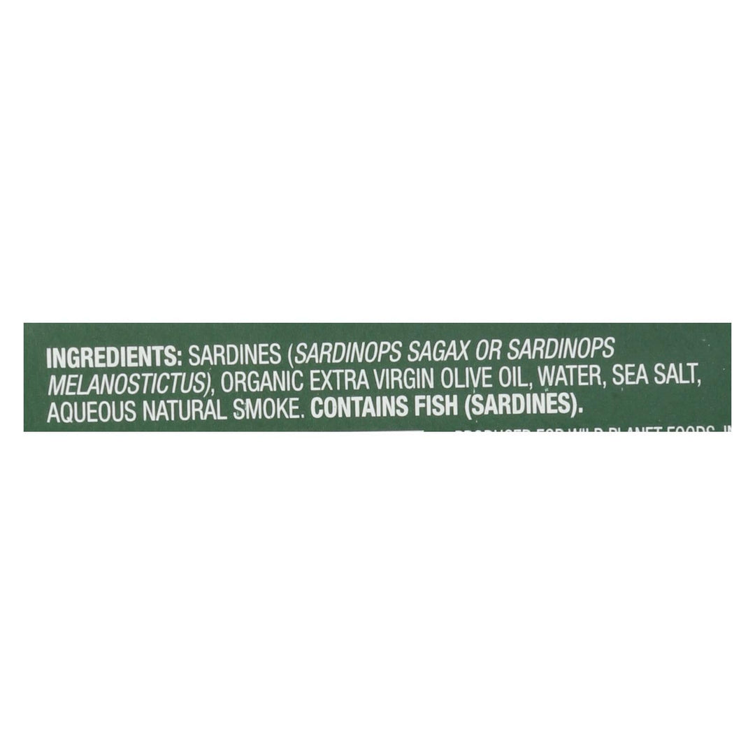 Wild Planet Wild Sardines In Extra Virgin Olive Oil - Case Of 12 - 4.375 Oz. - Maras Green