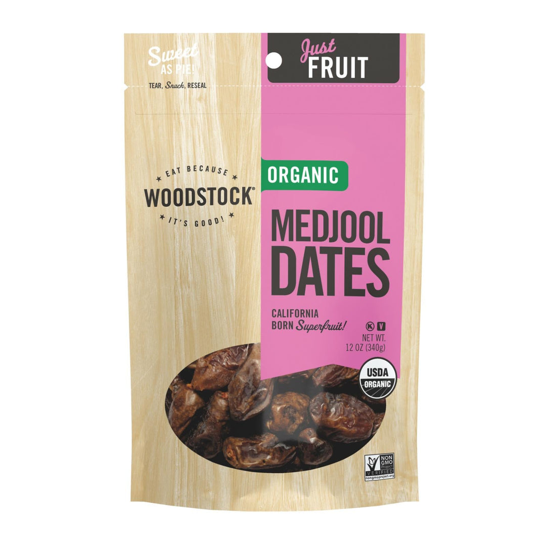 Woodstock Organic Unsweetened Medjool Dates - Case of 8 - 12 OZ - Maras Green