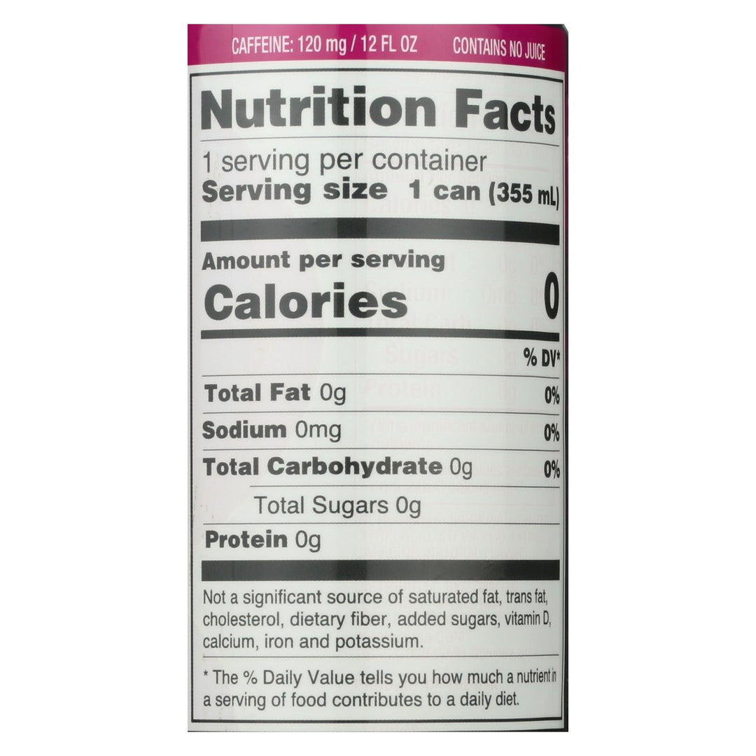 Zevia Zero Calorie Energy Drink - Raspberry/lime - Case Of 12 - 12 Fl Oz - Maras Green