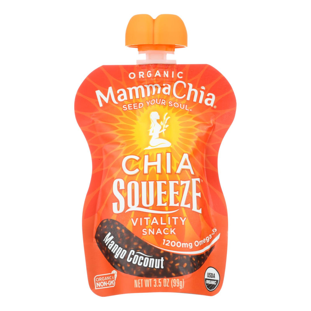 Mamma Chia Squeeze Vitality Snack - Mango Coconut - Case Of 16 - 3.5 Oz. - Maras Green