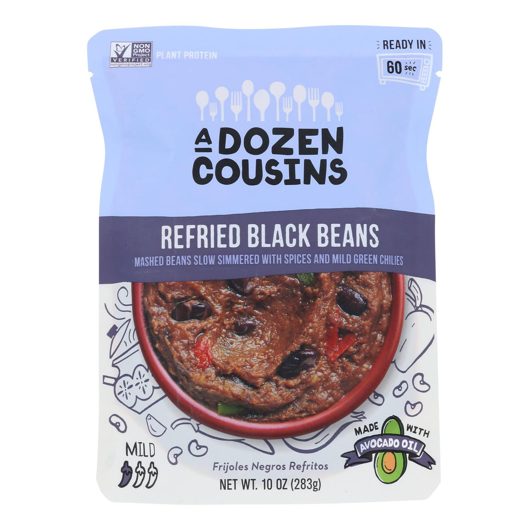 A Dozen Cousins - Black Beans Refried - Case Of 6 - 10 Oz - Maras Green