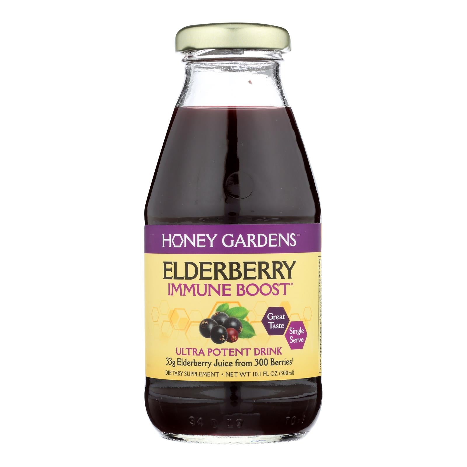 Honey Gardens - Elderbry Immune Boost Dark - Case Of 4 - 10.1 Oz - Maras Green