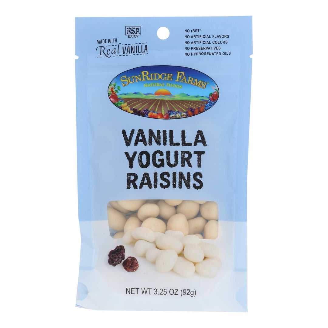 Sunridge Farms Yogurt Raisins - Case Of 8 - 3.25 Oz - Maras Green