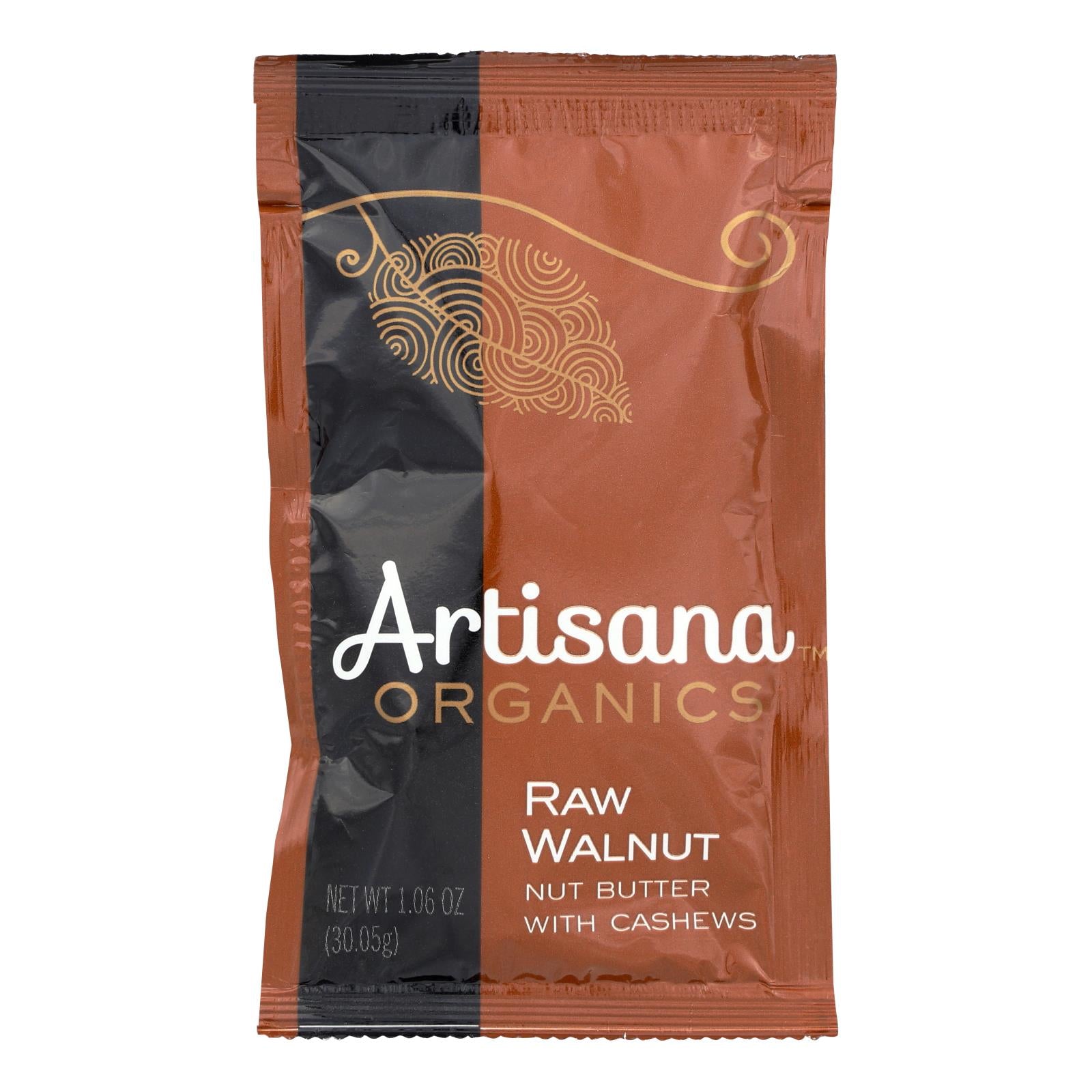 Artisana Organic Raw Walnut Butter - Squeeze Packs - 1.06 Oz - Case Of 10 - Maras Green