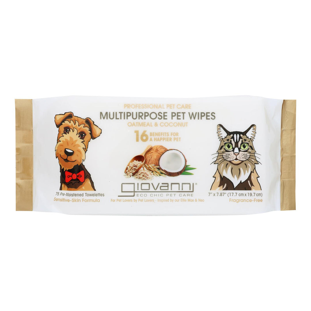 Giovanni Hair Care Products - Pet Wipes Oat & Coconut - 1 Each - 75 Ct - Maras Green