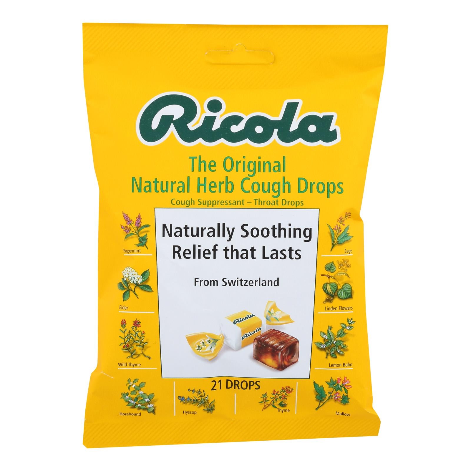 Ricola - Cough Drop Original Herb - Case Of 8 - 21 Ct - Maras Green
