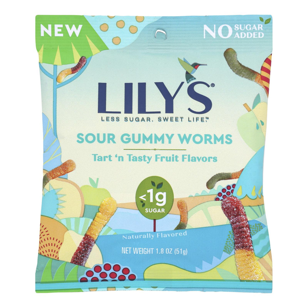 Lilys - Gummy Worms Sour Fruit - Case Of 12 - 1.8 Oz - Maras Green