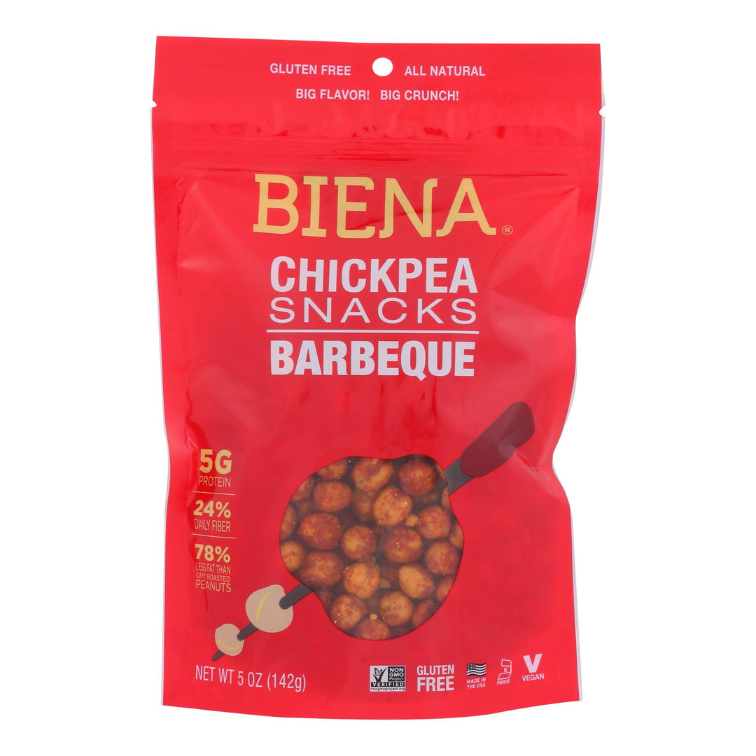 Biena Chickpea Snacks - Barbeque - Case Of 8 - 5 Oz. - Maras Green